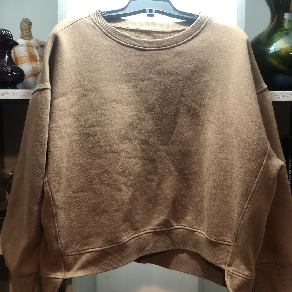 Casual Brown Cropped Sweatshirt for Women